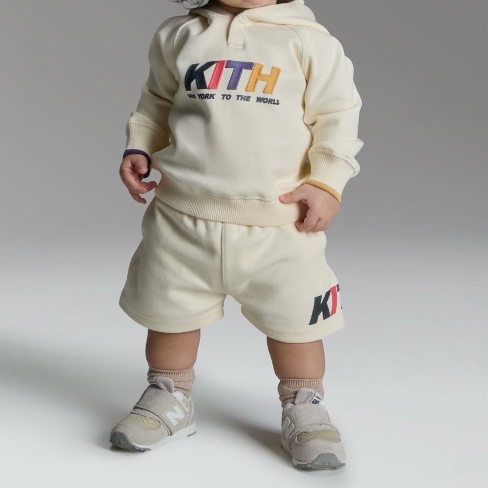 KITH Baby NY Nelson Hoodie + Liam Shorts Set Sandrift 12-18M NEW